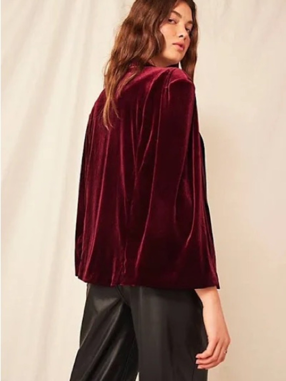 Free People Ever After Velvet Cape in Burgundy